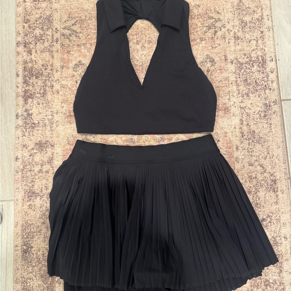 lululemon athletica Black Pleated Skirt and halter top